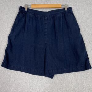 Boden Navy Blue Pull On Linen High Waisted Shorts Size 10